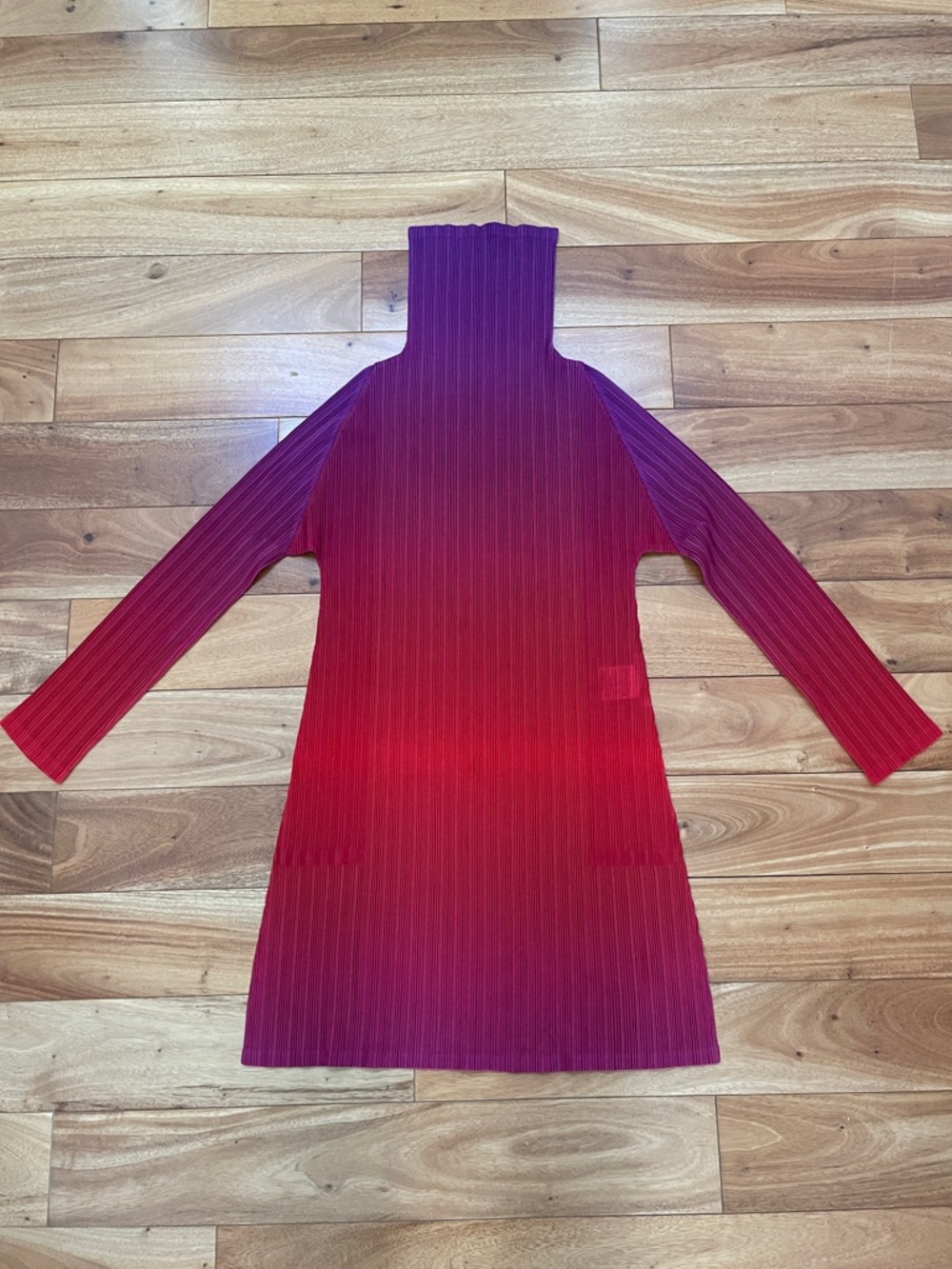 Pleats Please Issey Miyake Ombré Purple Red Fushia Pleated Dress Sz 3